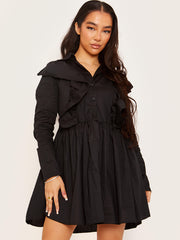 Vestido de camisa de moldura de volante