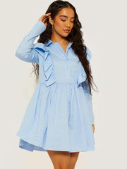 Vestido de camisa de moldura de volante