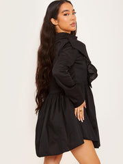 Vestido de camisa de moldura de volante