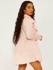 Vestido de camisa de moldura de volante