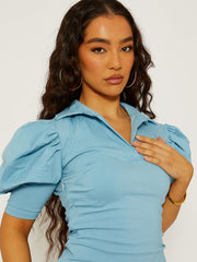 Vestido para el cuerpo de la manga de la manga de hojaldre