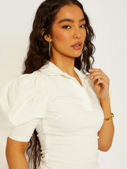 Vestido para el cuerpo de la manga de la manga de hojaldre