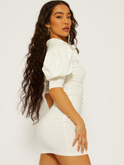 Vestido para el cuerpo de la manga de la manga de hojaldre