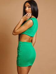 Gevoerde schouder crop top & dubbele draai rokcoöperatie