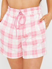 Checked Crop Top & Shorts Fleece Co-ord