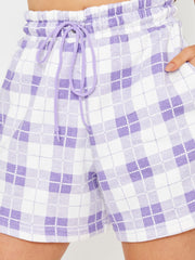 Checked Crop Top & Shorts Fleece Co-ord