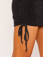 Cowl Neck Ruched Lurex Dress