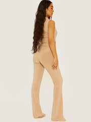 Slinky High Neck Crop Top & Flared Trouser Co-ord