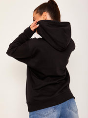 LOVE Chevron Heart Graphic Fleeced Hoodie