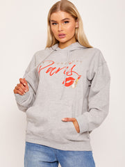 Gießen Sie Tourjours Paris Graphic Print Fleeced Hoodie