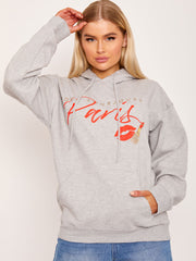 Gießen Sie Tourjours Paris Graphic Print Fleeced Hoodie