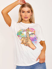 Verspreid Peace Graphic Drukt T-shirt