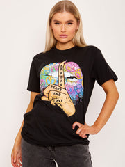 Verspreid Peace Graphic Drukt T-shirt