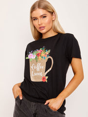 Coffee Queen Graphic Printed T-Shirt