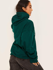 Face Graphic Hoodie with Embroidered Lip