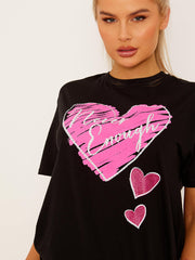 Camiseta de impresión gráfica nunca suficiente corazón