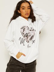 More Love Heart Graphic Print Hoodie