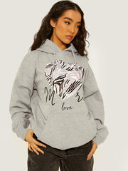 More Love Heart Graphic Print Hoodie