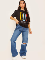 Oui Mon Cheri Grafik gedrucktes T-Shirt