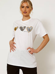 Drei Herzen amour Animal Print T-Shirt