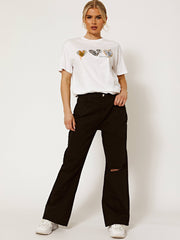 Drei Herzen amour Animal Print T-Shirt