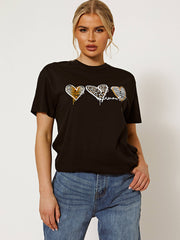 Drei Herzen amour Animal Print T-Shirt