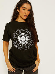 Zodiac Circle Graphic Printed T-Shirt