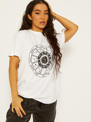 Zodiac Circle Graphic Printed T-Shirt