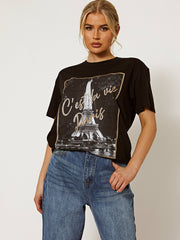 C'est la Vie Paris Glitter Detalle Camiseta