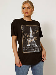 C'est la Vie Paris Glitter Detalle Camiseta
