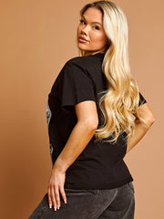 A La Mode Paris Graphic Glitter Detail T-Shirt