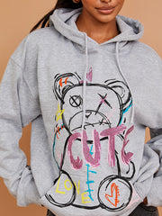 Schattige teddy grafische print hoodie