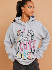 Schattige teddy grafische print hoodie