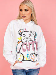Schattige teddy grafische print hoodie