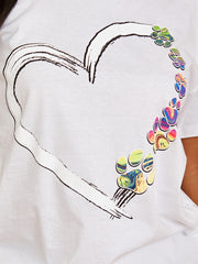 Paw Heart Graphic Printed T-Shirt