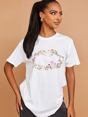 Botanisch lip grafisch bedrukt t-shirt