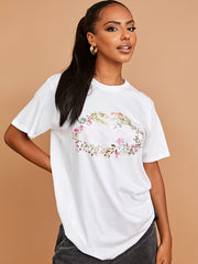 Botanisch lip grafisch bedrukt t-shirt