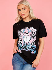 Cualquiera que sea la camiseta de detalle gráfico gráfico de peluche