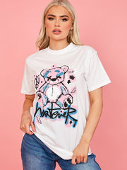 Cualquiera que sea la camiseta de detalle gráfico gráfico de peluche