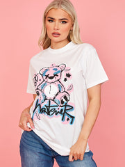 Cualquiera que sea la camiseta de detalle gráfico gráfico de peluche