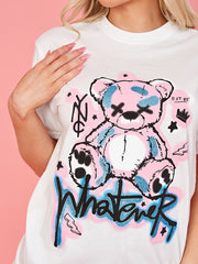 Cualquiera que sea la camiseta de detalle gráfico gráfico de peluche
