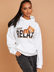 Just Relax Graphic Print Hoodie