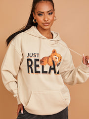 Just Relax Graphic Print Hoodie