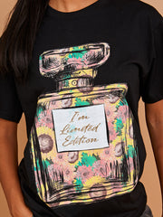 Floral Perfume Graphic Printed T-Shirt
