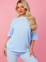 Crinkled Oversized Top & Seam Detail Trouser Co-ord