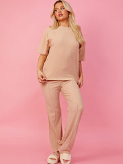 Crinkled Oversized Top & Seam Detail Trouser Co-ord