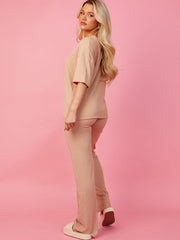 Crinkled Oversized Top & Seam Detail Trouser Co-ord