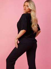 Crinkled Oversized Top & Seam Detail Trouser Co-ord