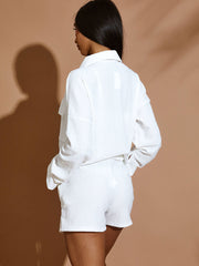 Textured Dual Pocket Blouse & Shorts Co-ord