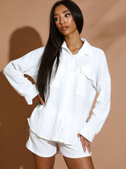 Textured Dual Pocket Blouse & Shorts Co-ord